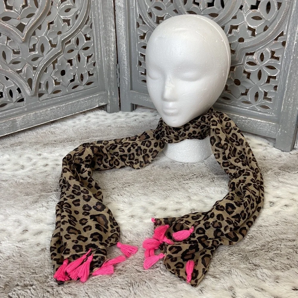 The Children’s Place sparkly leopard print scarf girls OS Barbie girlhoodcore